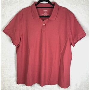 L.L. Bean Women's Polo Top Short Sleeve 100% Cotton Shirt Pink Salmon Size 2X